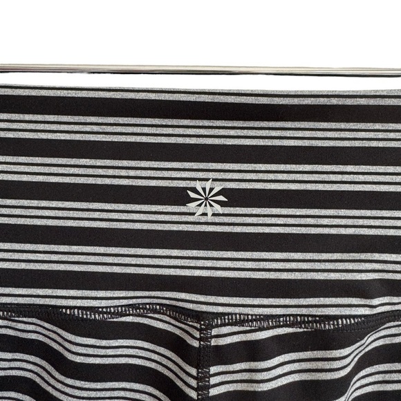 Athleta Striped Chaturanga Capri Leggings, Heather Gray & Black, Size MP - Picture 7 of 13